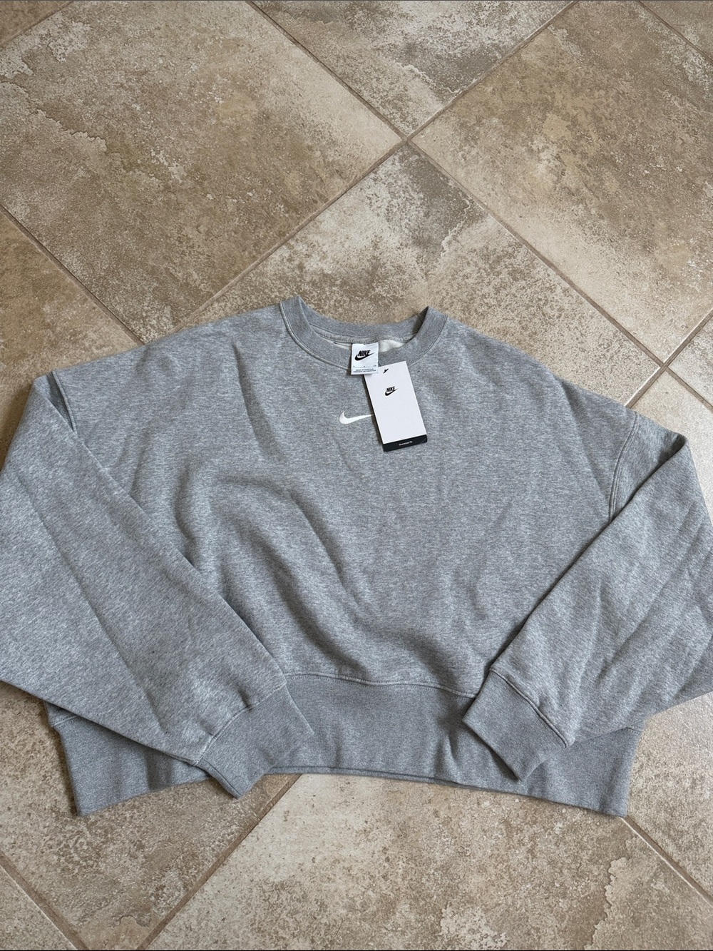 Nike Grey Oversized Fleece Crewneck Sweatshirt